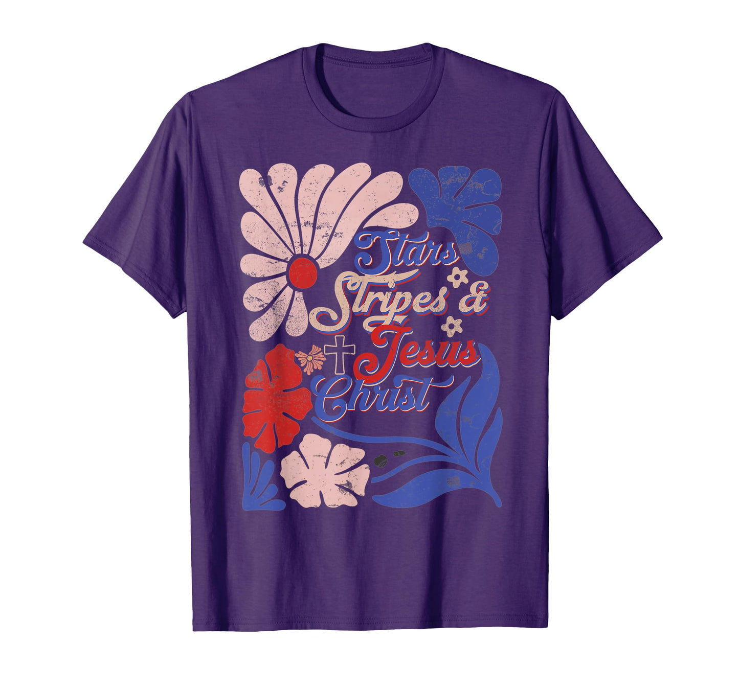 Boho Christian 4th of July Stars Stripe And Jesus Christ T-Shirt