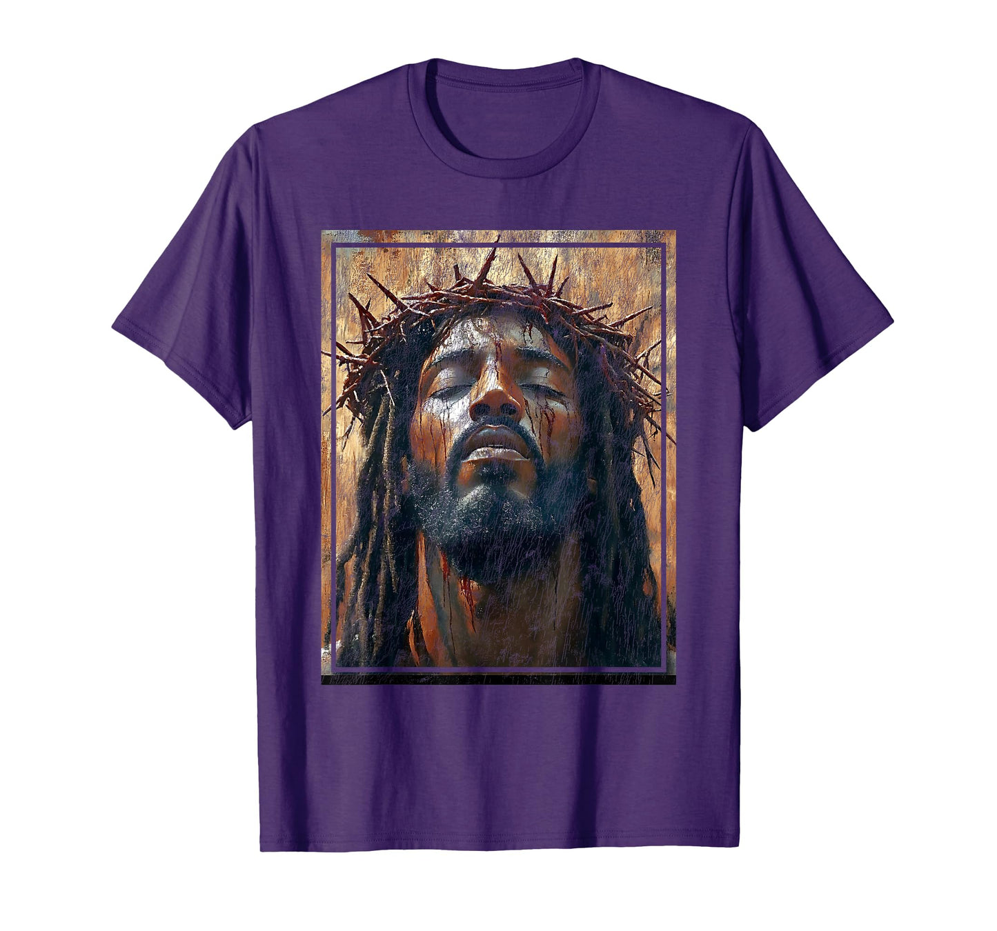 Black Jesus Face Of Jesus Cross With Crown Of Thorns T-Shirt
