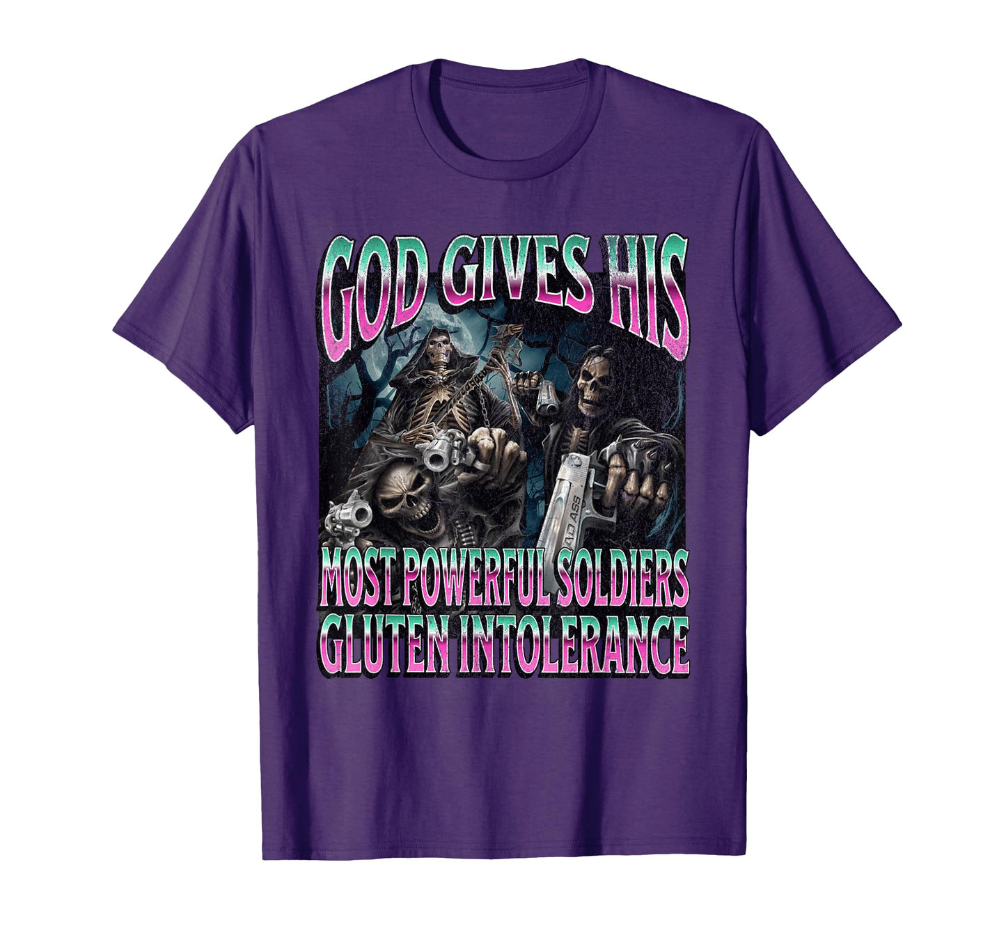 God Gives Gluten Intolerance Funny Hard Skeleton Meme T-Shirt