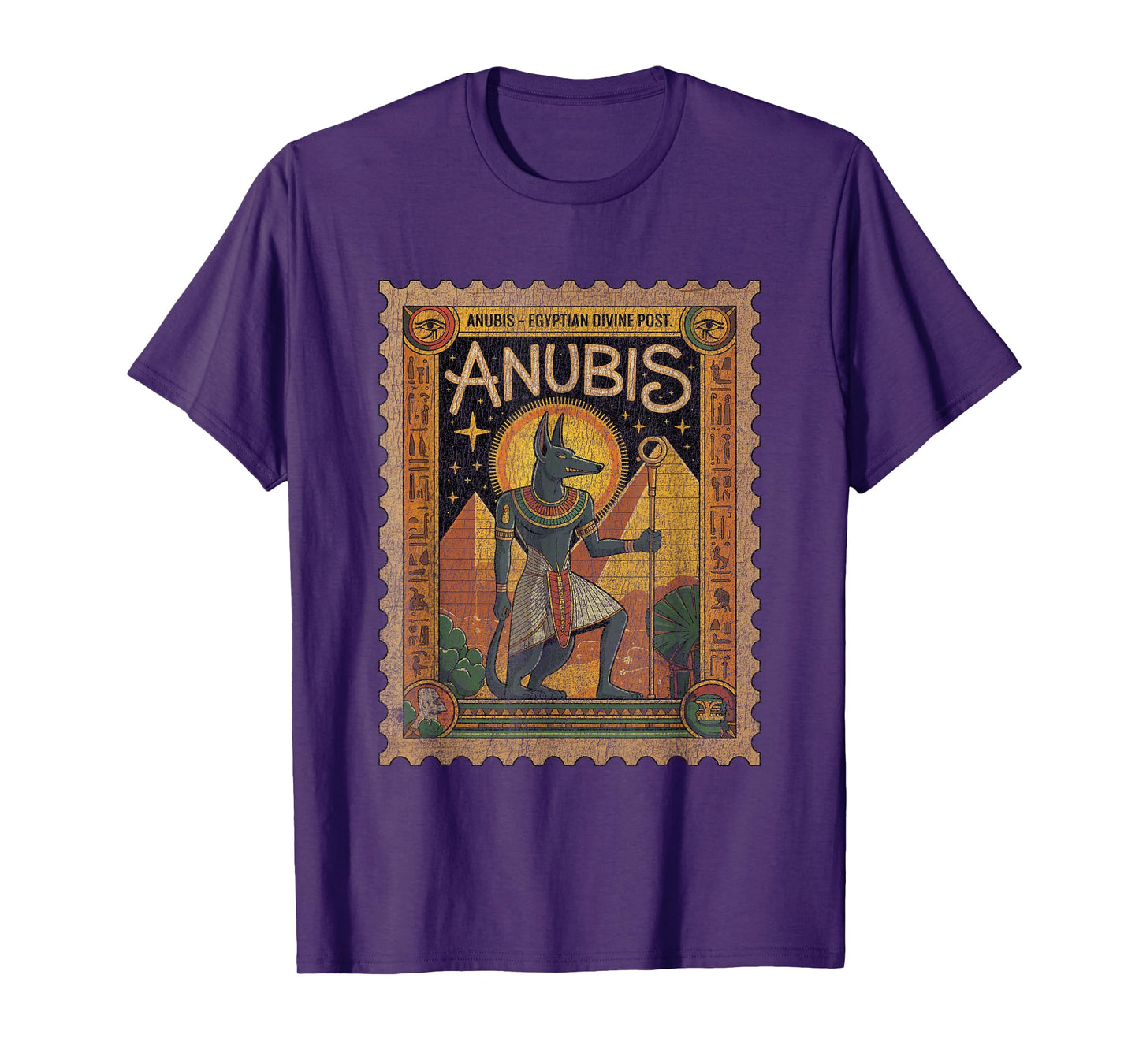 Anubis Egyptian Mythology Retro Vintage Stamp T-Shirt