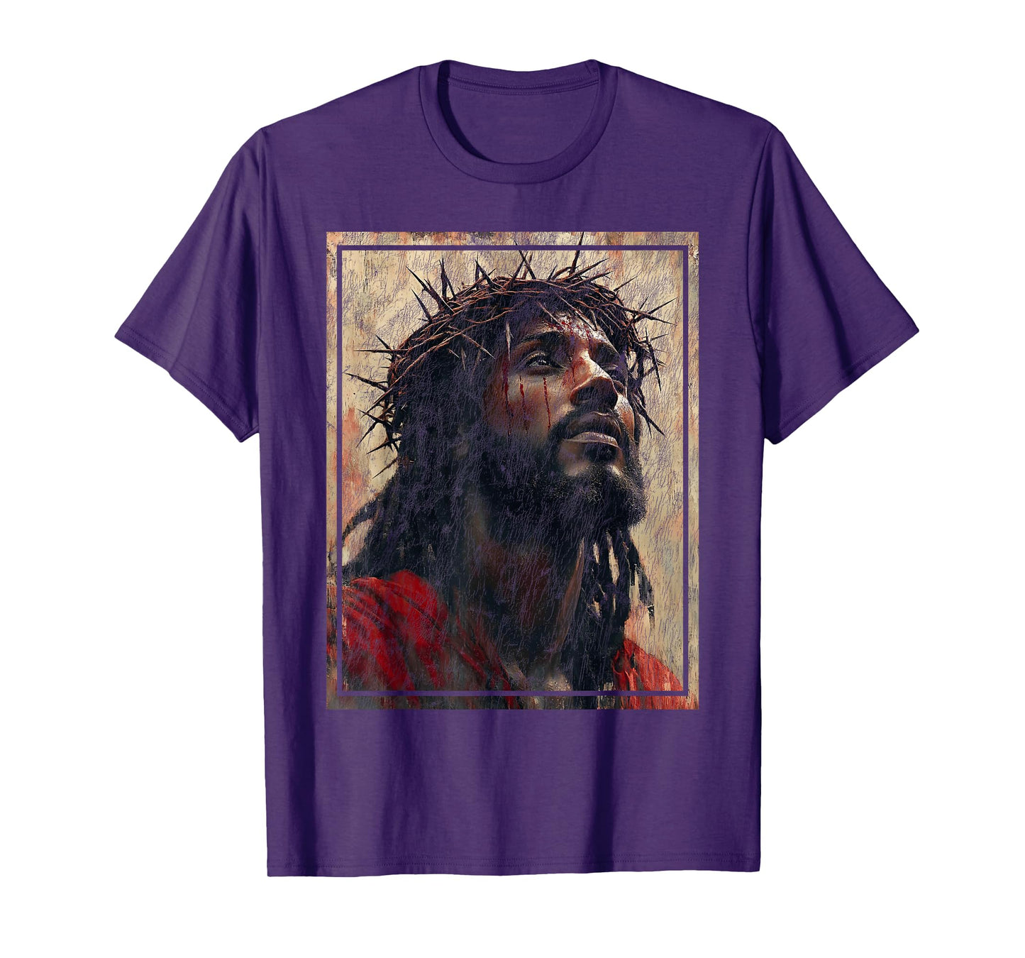 Black Jesus Face Of Jesus Cross With Crown Of Thorns T-Shirt