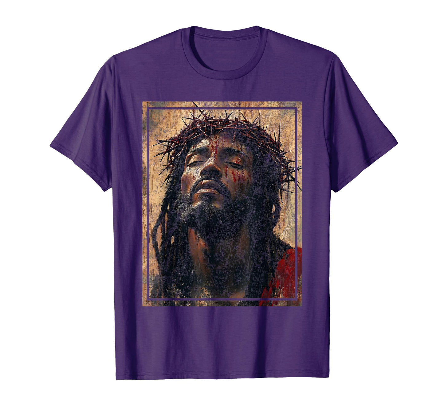 Black Jesus Face Of Jesus Cross With Crown Of Thorns T-Shirt