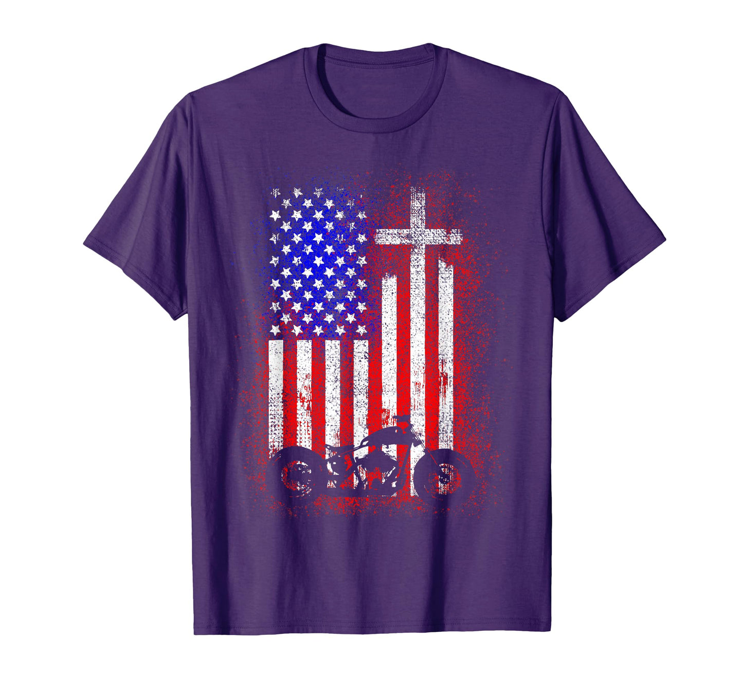 Vintage Motorcycle USA Flag Christian Faith for Bikers T-Shirt