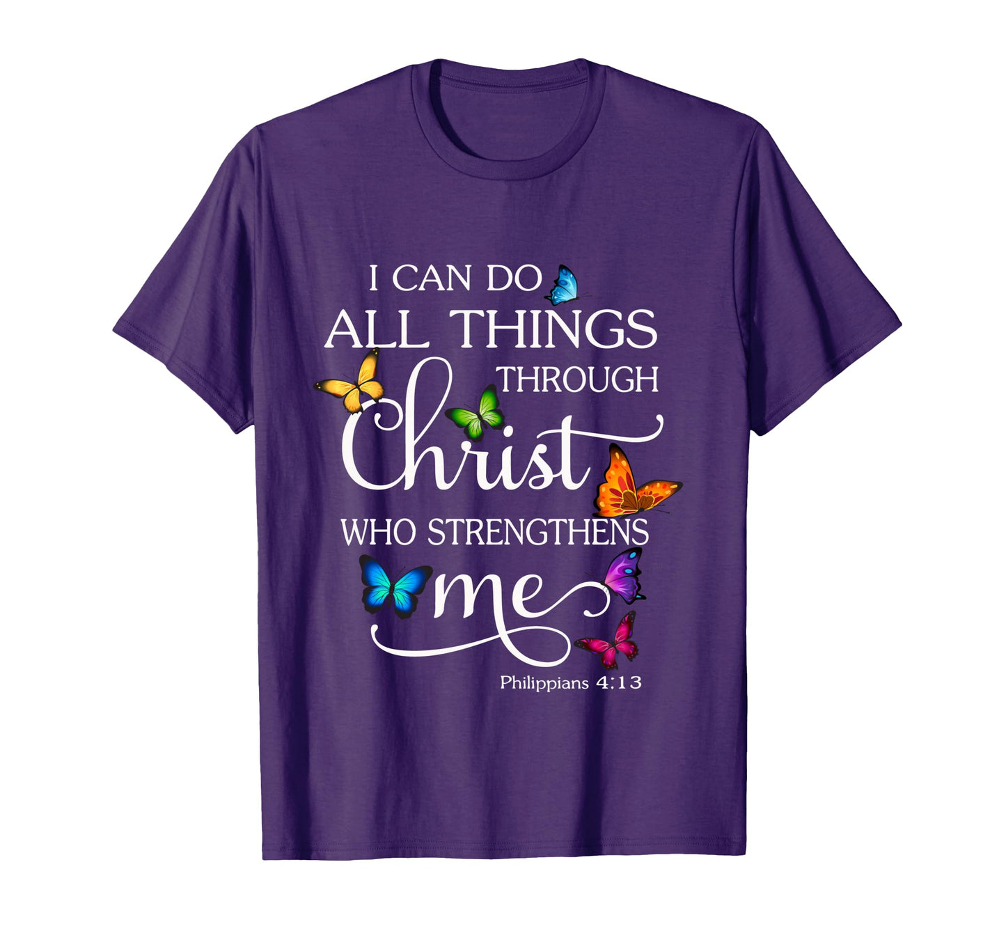 I Can Do All Things Through Christ Butterfly Art - Religious Long Sleeve T-Shirt
