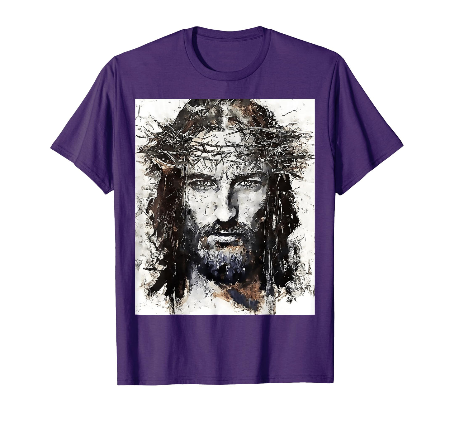 Vintage Art Face Of Jesus On A Cross With Crown Of Thorns T-Shirt