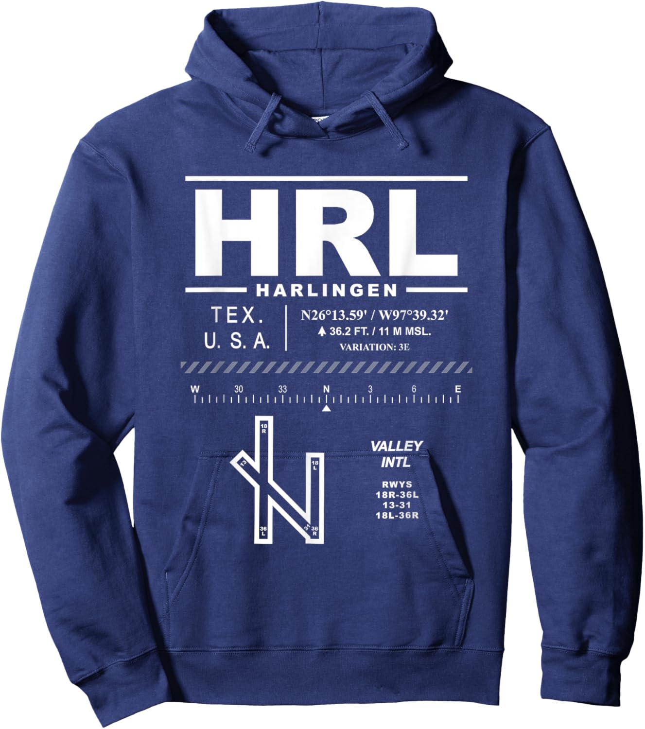 Valley International Airport Harlingen Texas HRL Hoodie - Hoodie | Navy