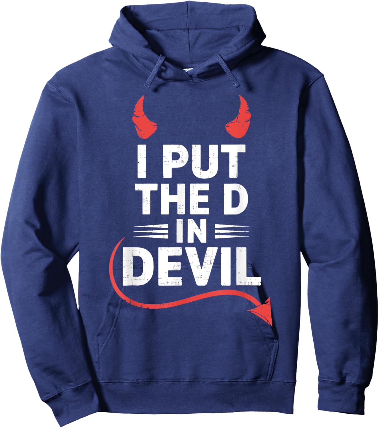 I Put the D in Devil Funny Halloween Matching Couple Hoodie - Hoodie | Navy
