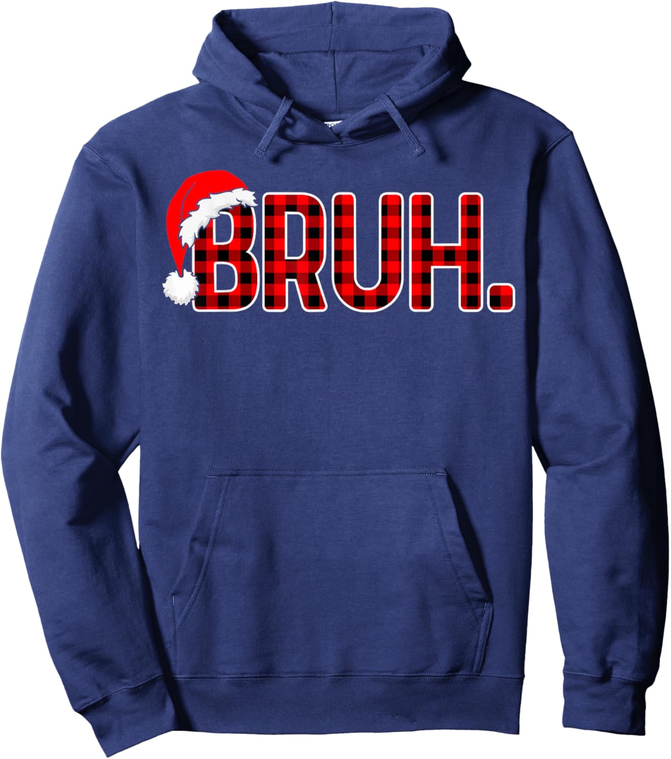 Bruh Funny Christmas Plaid Teens Boys Men Kids Xmas Pajamas Hoodie - Hoodie | Navy