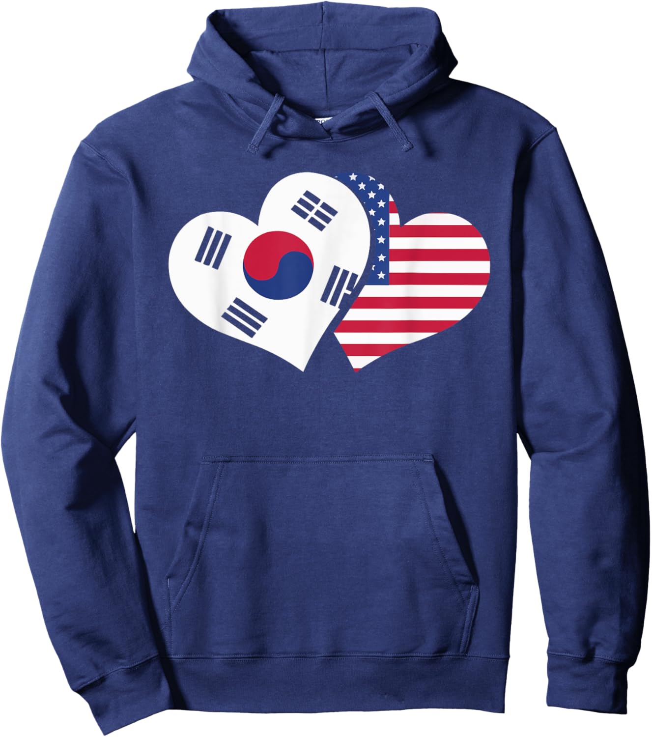 Half American Half Korean USA Flag South Korea America Hoodie - Hoodie | Navy