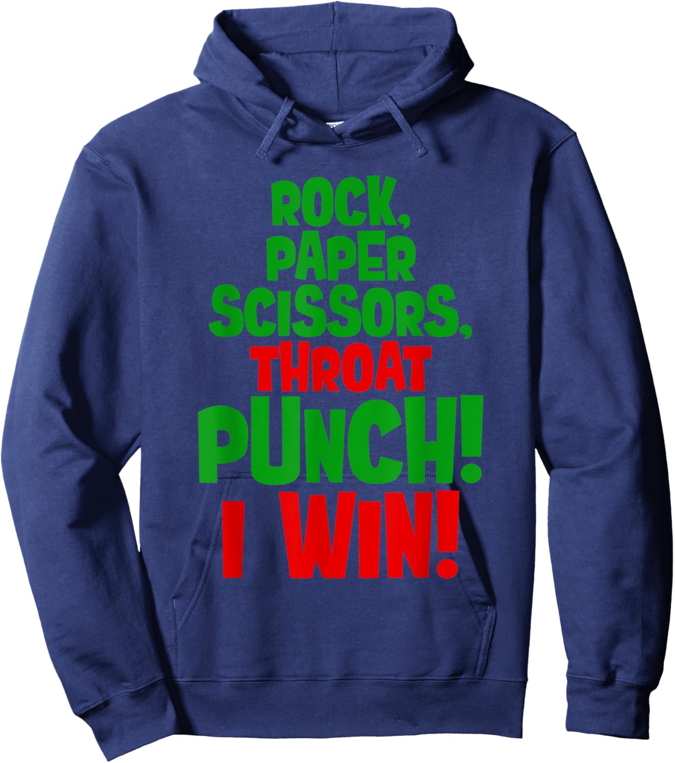 rock paper scissors throat punch I win green hand costume Hoodie - Hoodie | Navy