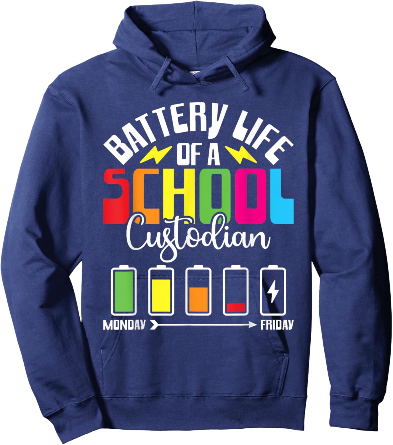 Battery Life Of Custodian Custodial Worker School Custodian Hoodie - Hoodie | Navy