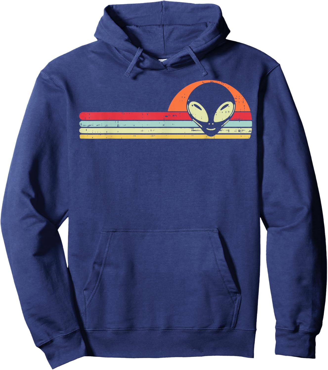 Alien Face Chest Sunset Retro Extraterrestrial Men Women Kid Hoodie - Hoodie | Navy