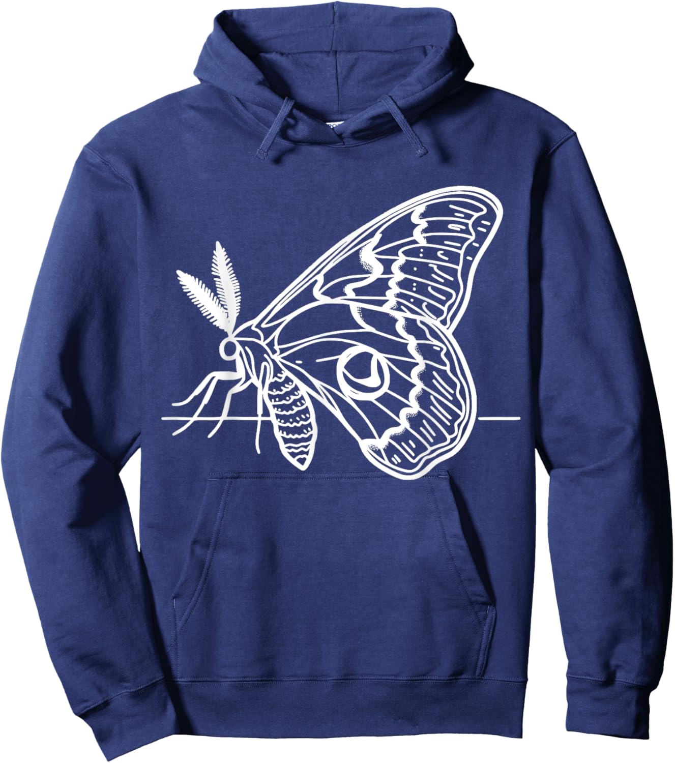 Line Art Entomologists Giant Silk Moth Hoodie - Hoodie | Navy