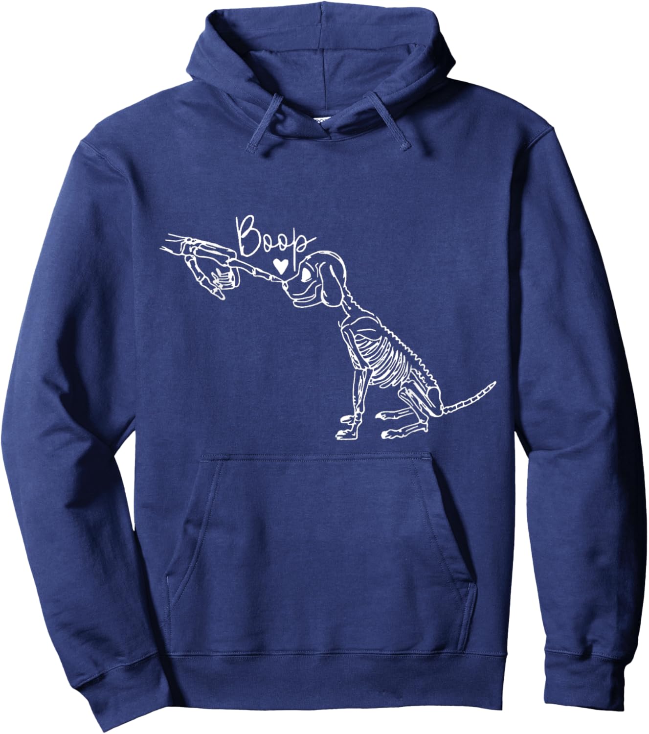 Retro Cute Skeleton Hand Boop Dog Funny Halloween Hoodie - Hoodie | Navy