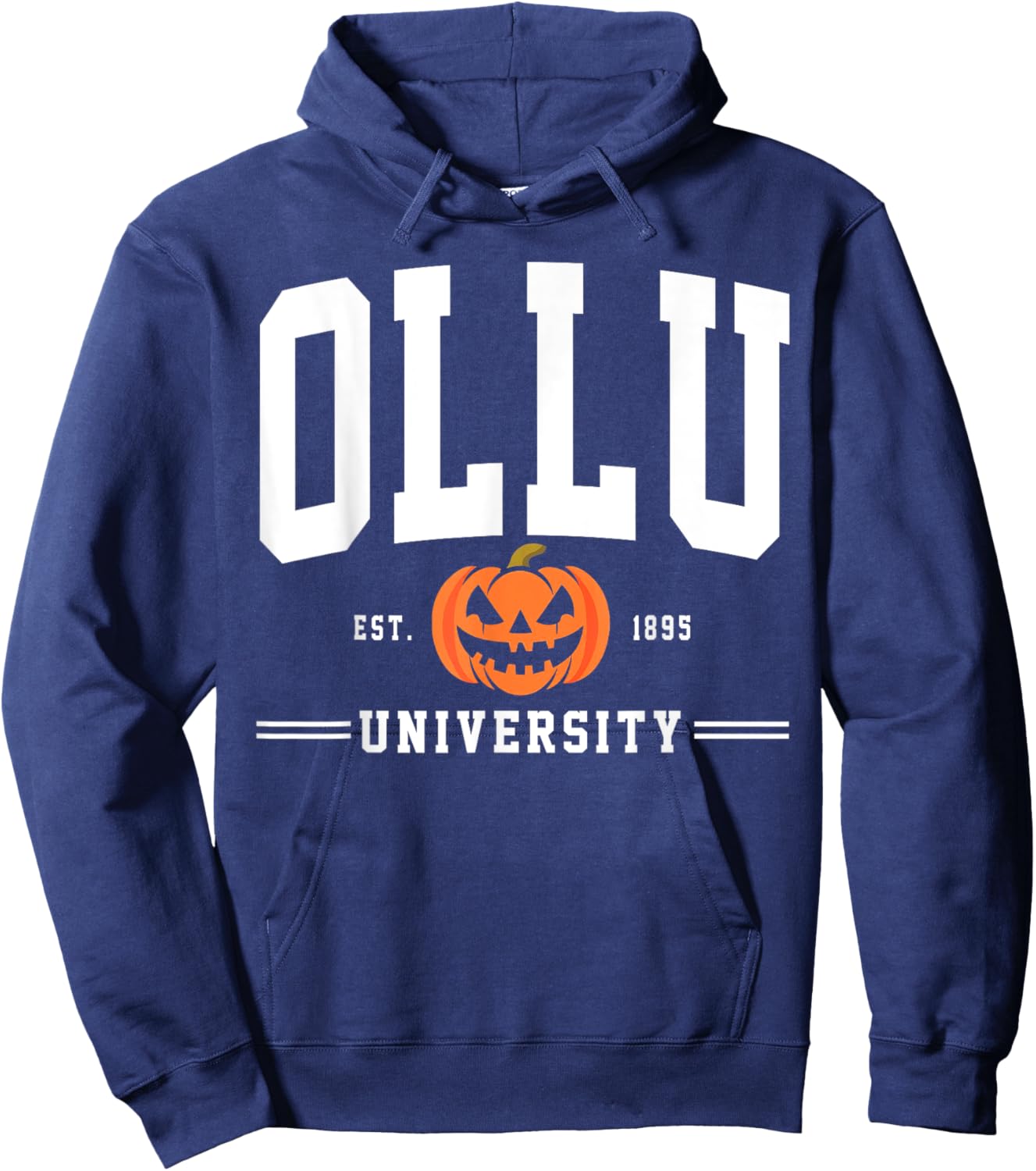 Our Lady of the Lake University Arch Halloween Design Retro Hoodie - Hoodie | Navy