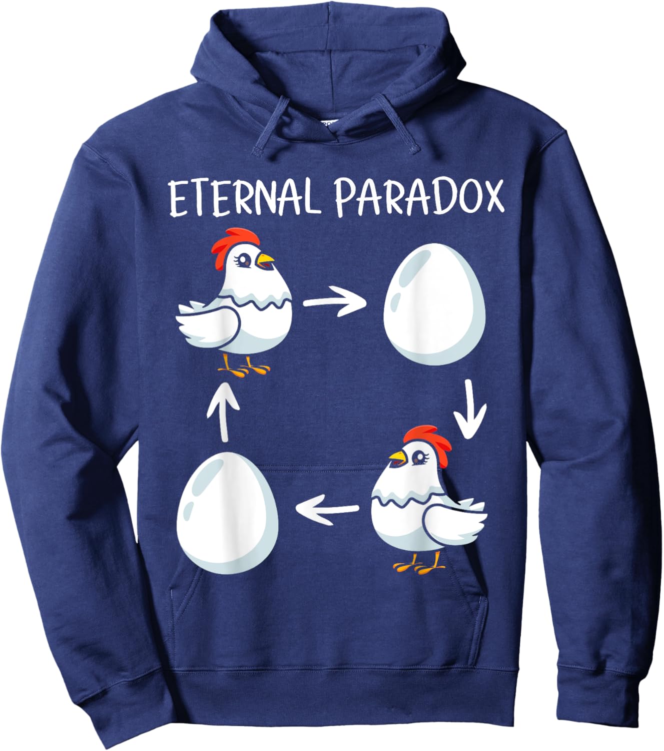 Eternal Paradox Chicken or Egg Which Came First Funny Hoodie - Hoodie | Navy