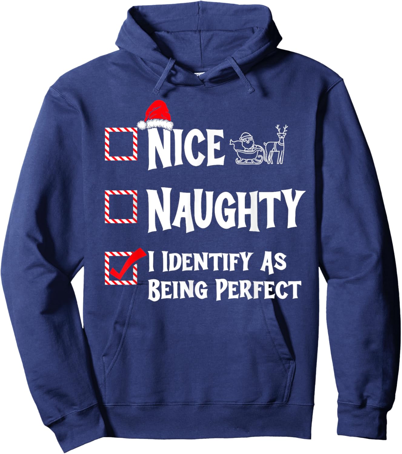 Nice Naughty - I Identify as Being Perfect Christmas List Hoodie - Hoodie | Navy