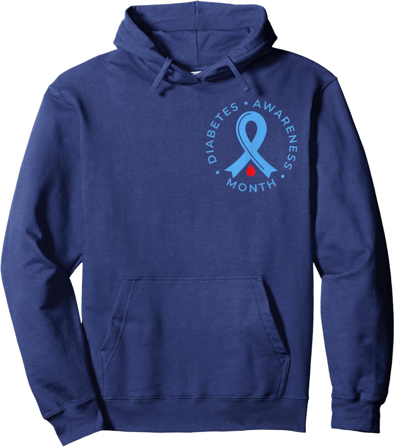 Diabetes Awareness Month Diabetic Blue Love Ribbon T1D T2D Hoodie - Hoodie | Navy
