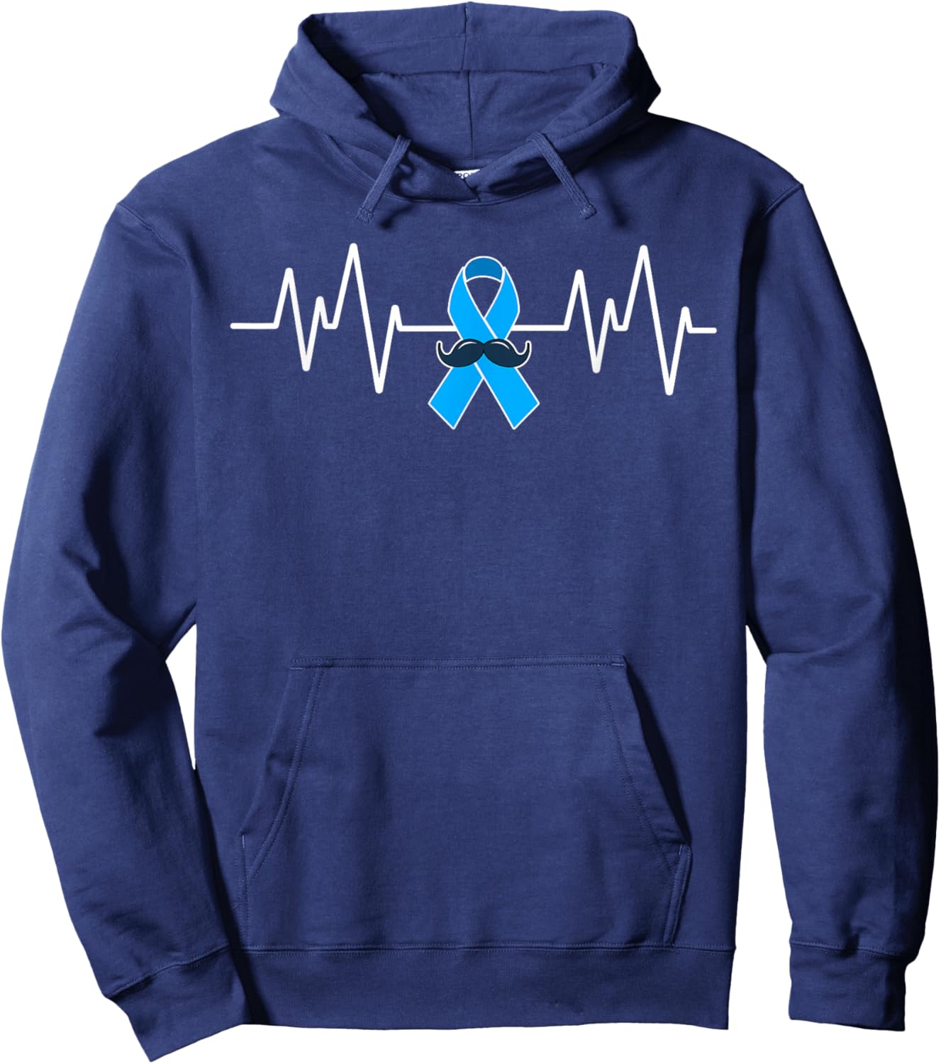 Heartbeat Light Blue Ribbon Prostate Cancer Awareness Hoodie - Hoodie | Navy
