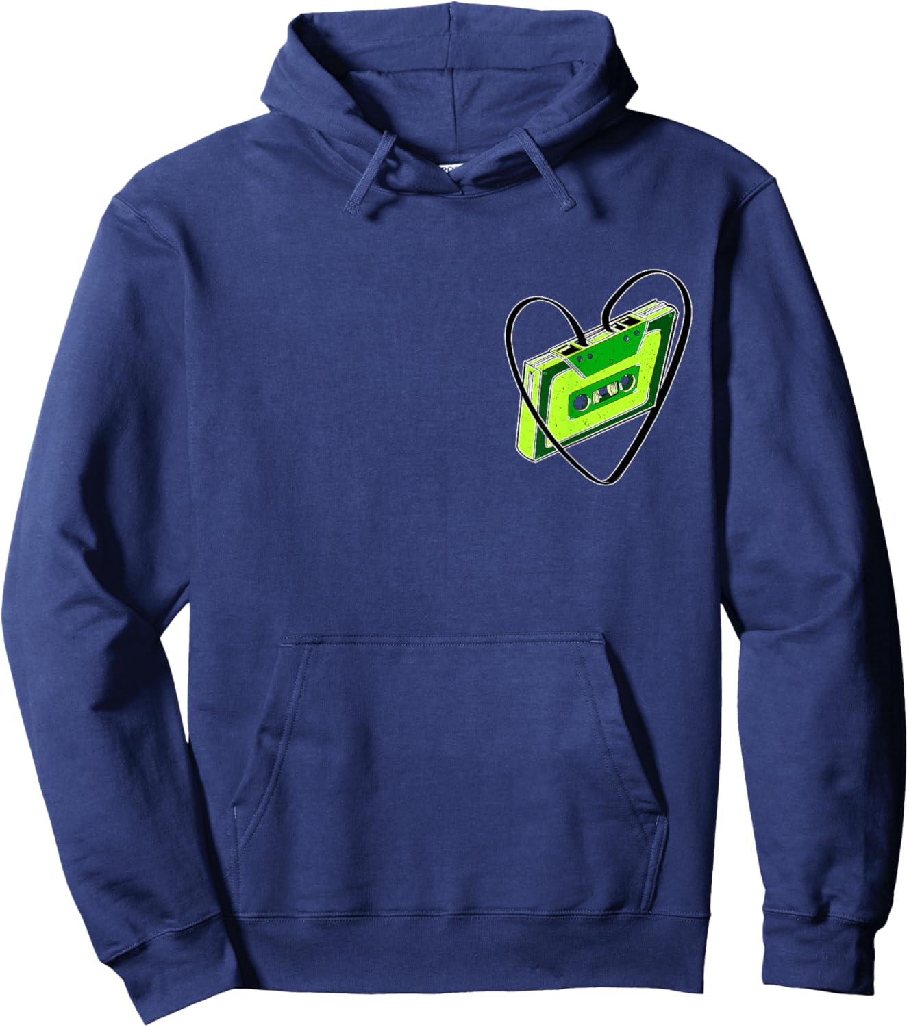Green Cassette Old School Love Green Color Graphic Hoodie - Hoodie | Navy