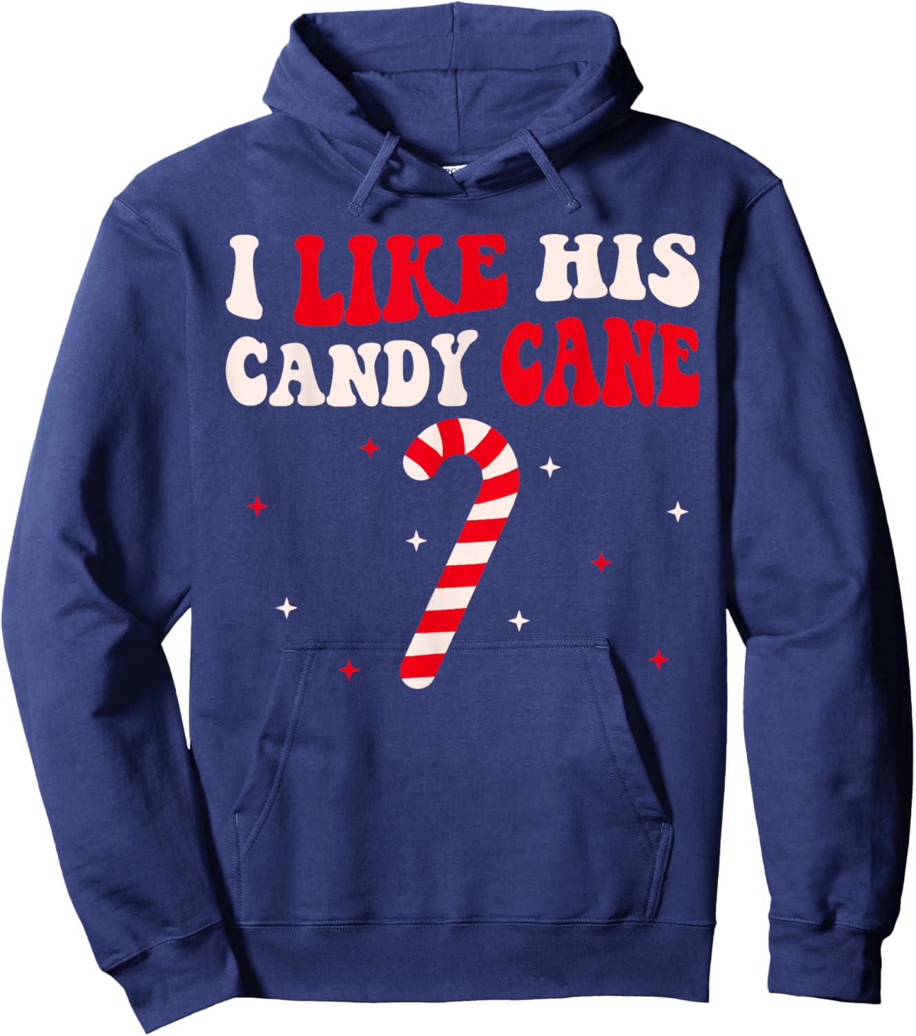 Groovy Candy Cane Funny Matching Christmas Couple -Adults Candy Cane Xmas Funny Couples Matching Christmas Hoodie - Hoodie | Navy