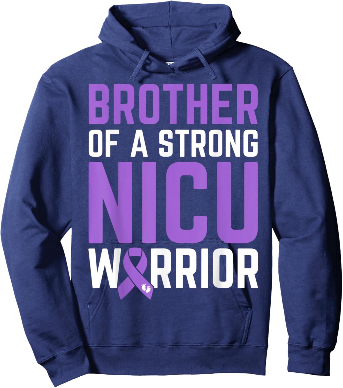 Brother NICU Warrior Baby Prematurity Awareness Preemie Bro Hoodie - Hoodie | Navy