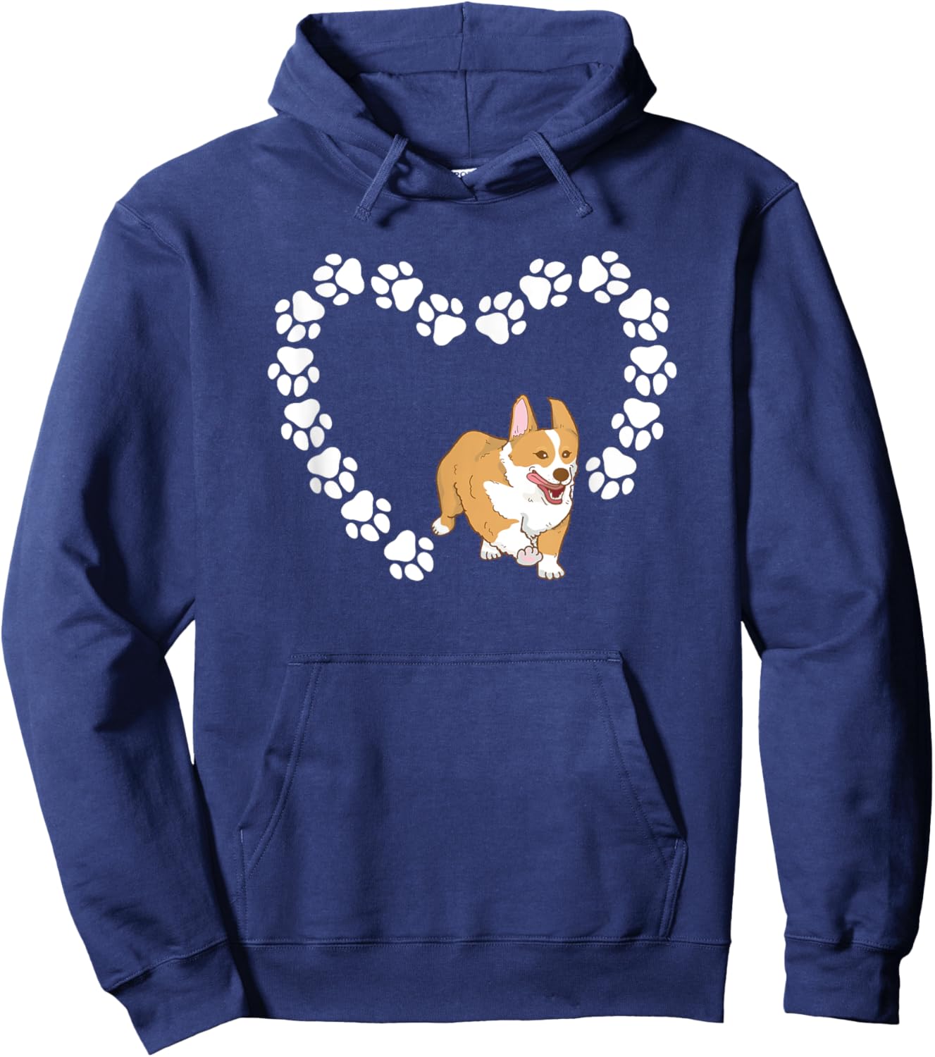 Corgi Funny Pet Paw Heart Corgi Dog Lover Hoodie - Hoodie | Navy