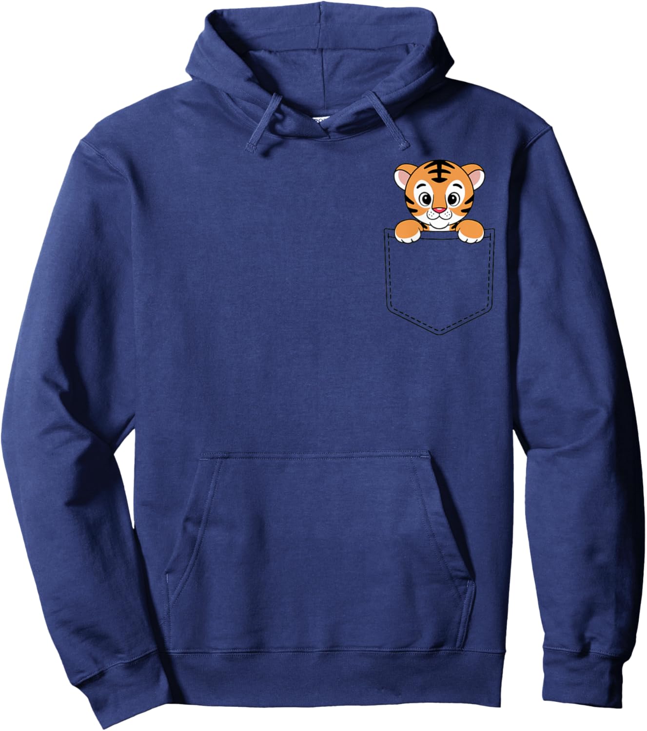 Boys Girls Toddler Cute Zoo Animal Tiger Pocket Peekout Kids Hoodie - Hoodie | Navy