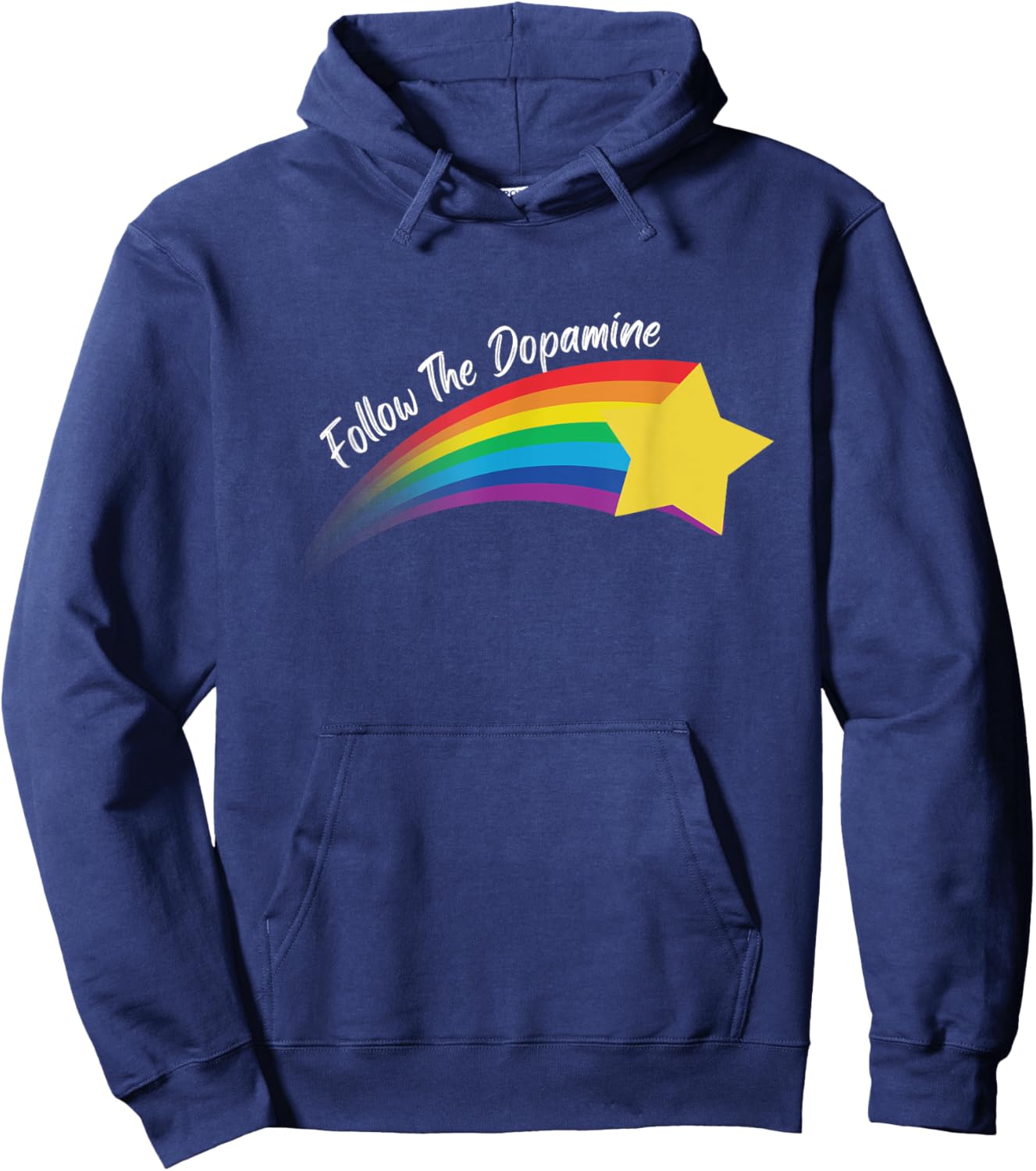 Follow The Dopamine. Adults Black Modern Humorous Follow The Dopamine Quote Hoodie - Hoodie | Navy