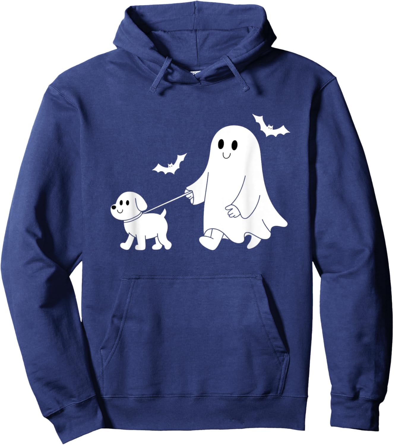 Funny Halloween Ghost Walking Dog Cute Ghost and Dog Lover Hoodie - Hoodie | Navy