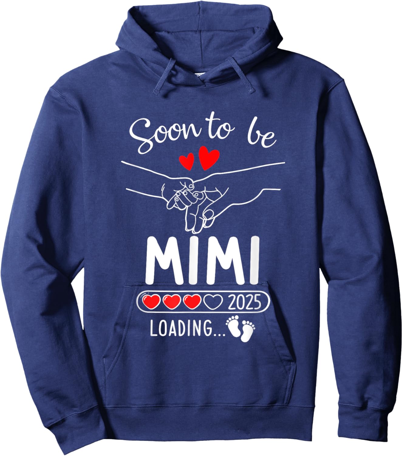 Soon To Be Mimi 2025 Loading Pregnancy Announcement Mimi Hoodie - Hoodie | Navy
