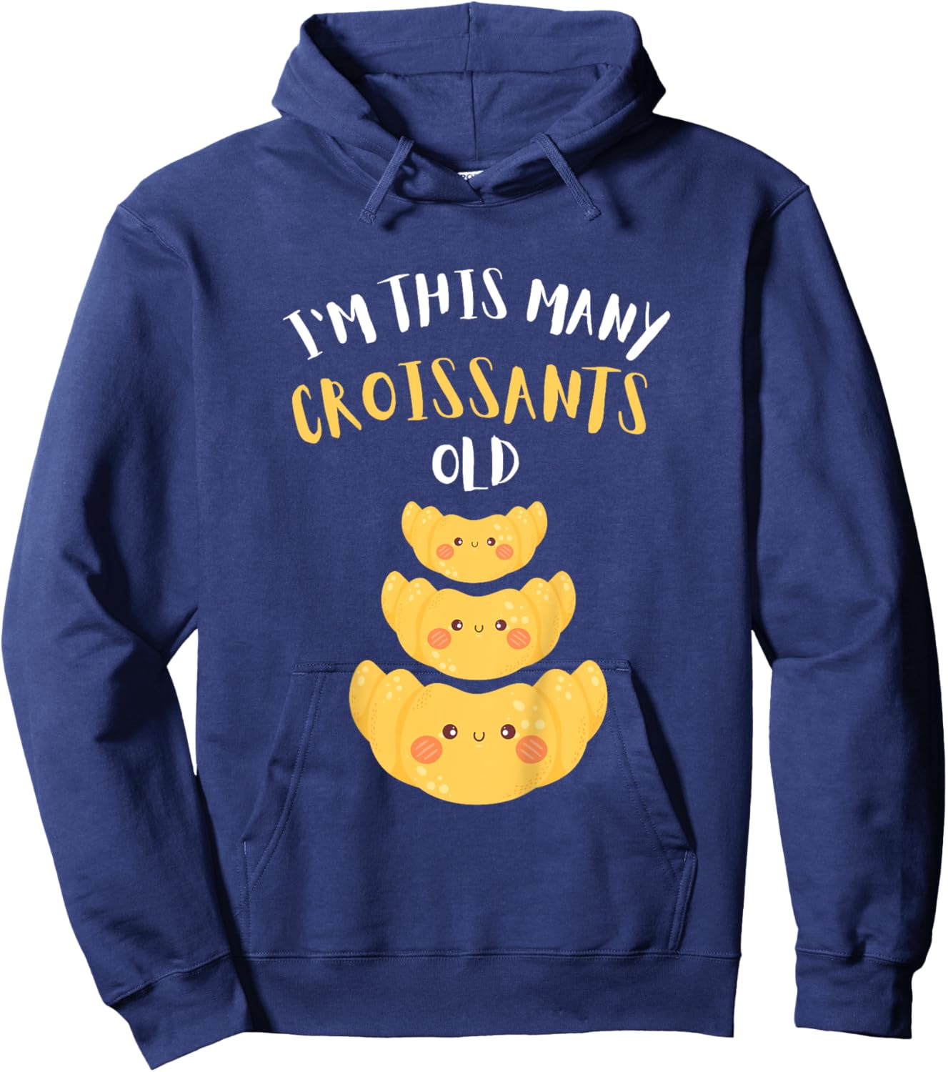 Kids I'm This Many Croissants Old - 3rd Birthday 3 Years Old Bday Hoodie - Hoodie | Navy