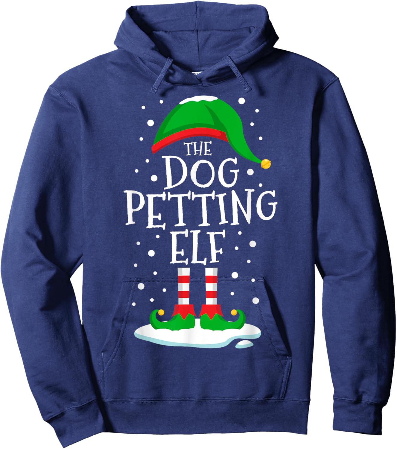 The Dog Petting Elf Christmas Family Matching Xmas Funny Women Kids Hoodie - Hoodie | Navy