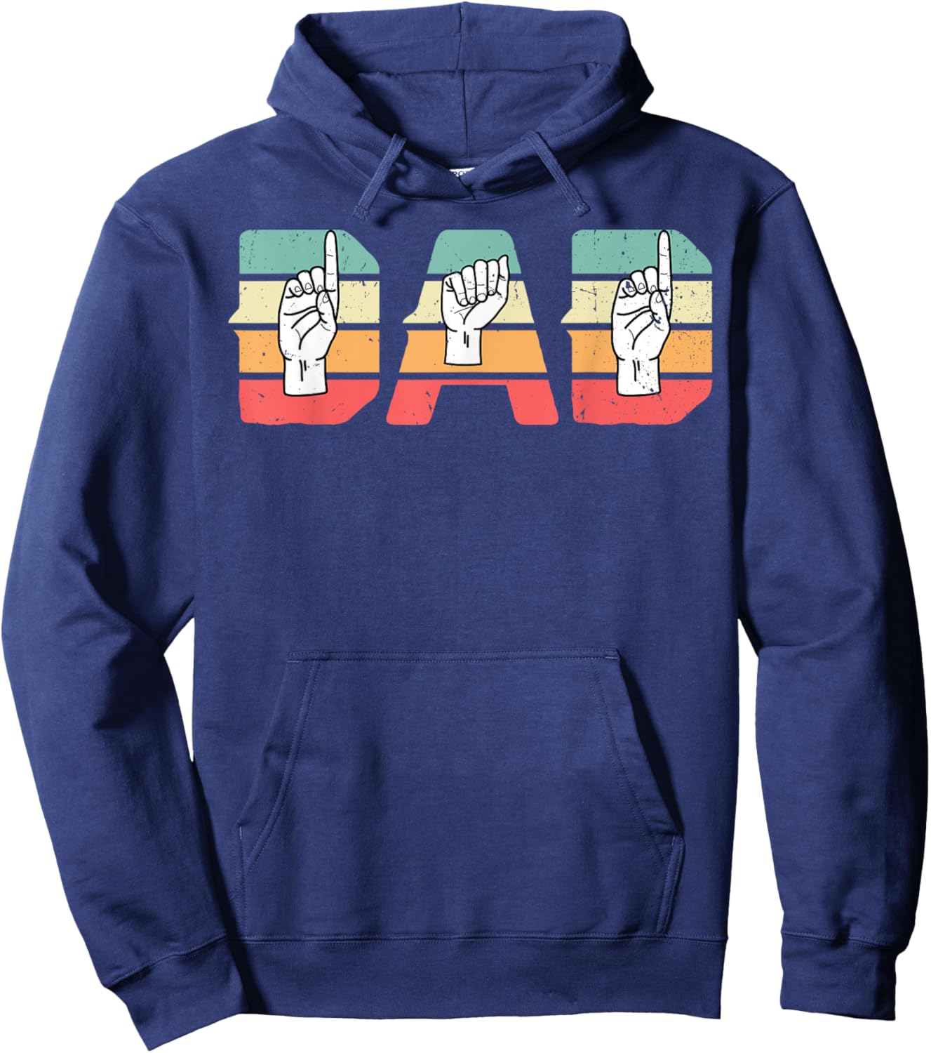 ASL Dad American Sign Language Deaf Awareness Family Hoodie - Hoodie | Navy