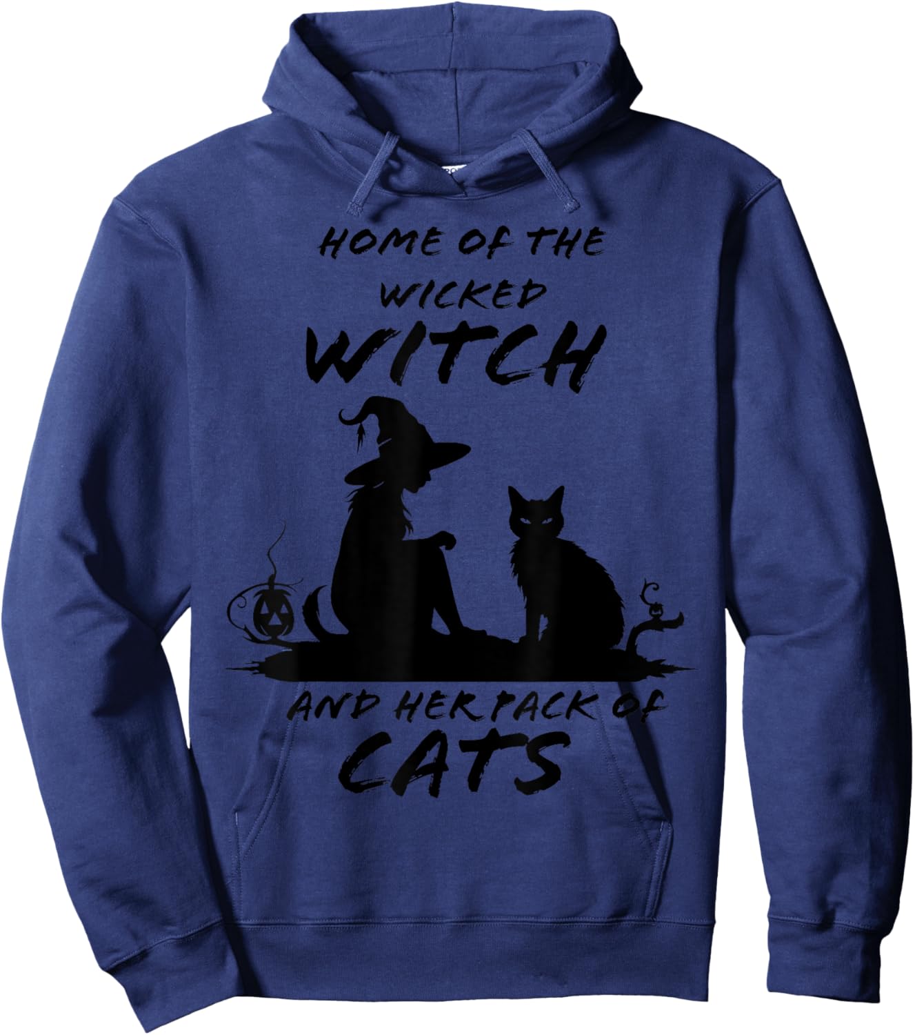 Home of The Wicked Witch and Her Pack of Cats Halloween Hoodie - Hoodie | Navy