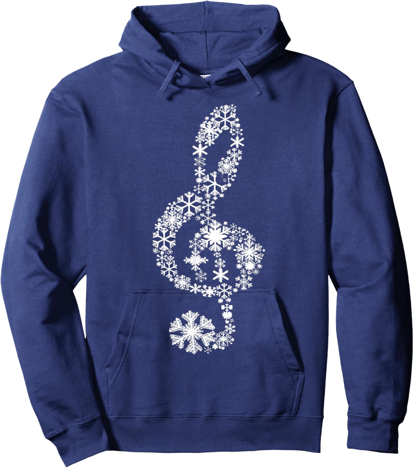 Winter Melody Snowflakes Treble Clef Music Notes Men Women Hoodie - Hoodie | Navy