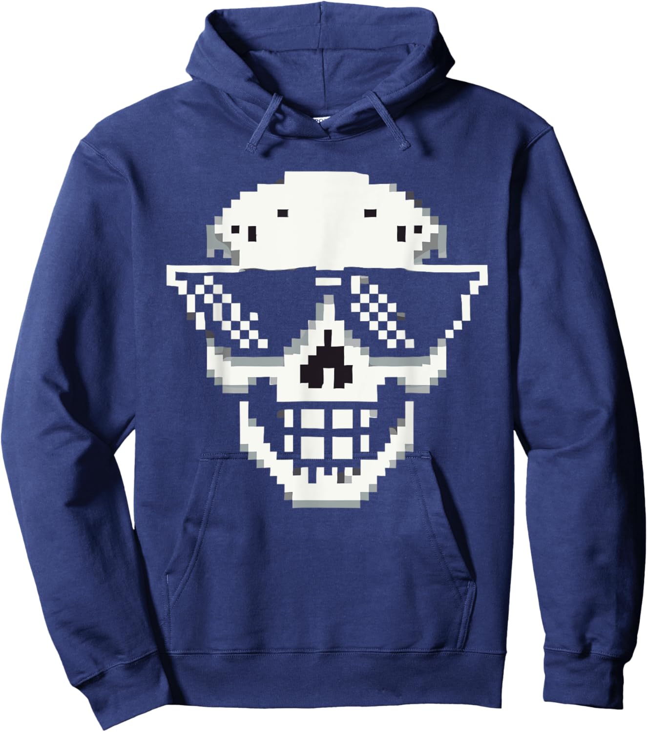 Pixel Cool Skull With Sunglasses Style Hoodie - Hoodie | Navy