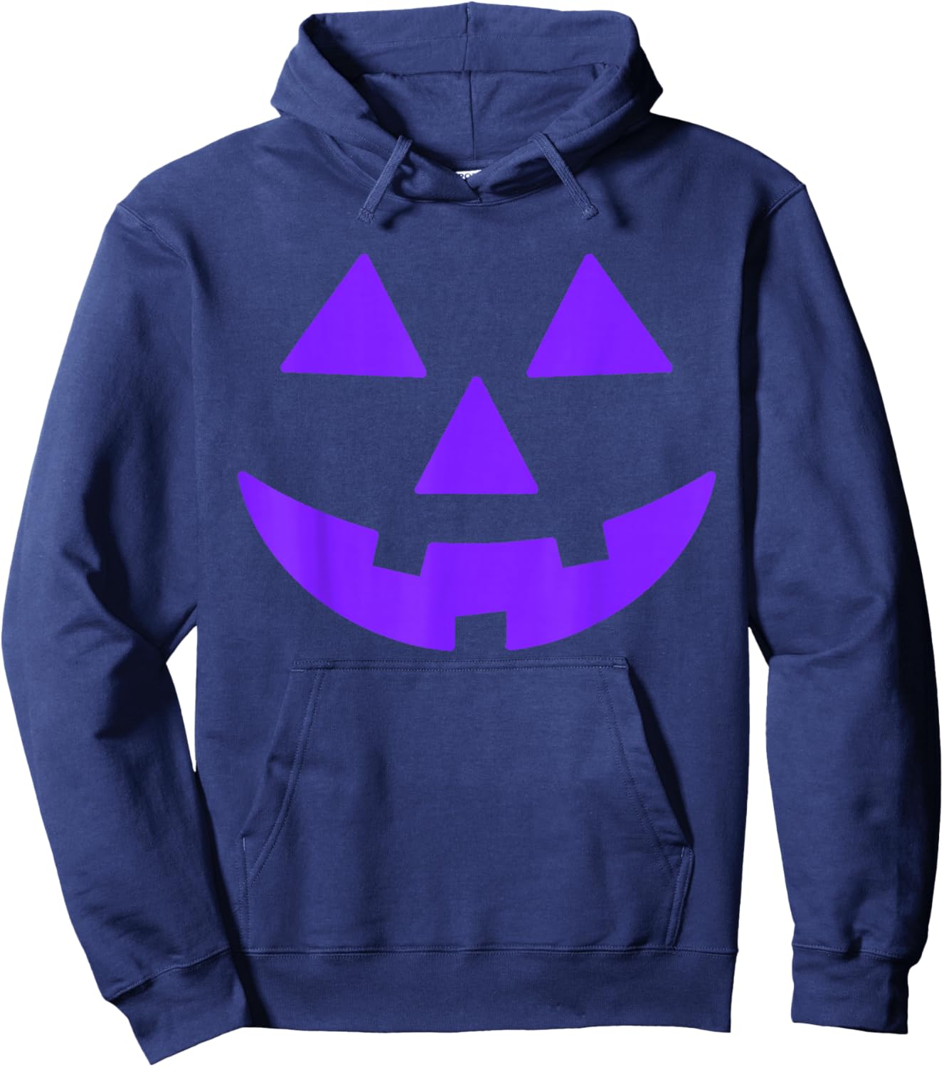 Jack O Lantern Scary Carved Pumpkin Face Halloween Purple Hoodie - Hoodie | Navy
