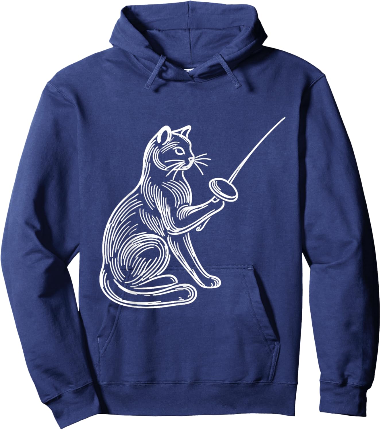 Funny Fencing Cat Shirt Combat Sport Kitten Fencer Cat Lover Men Women Girls Kids Hoodie - Hoodie | Navy