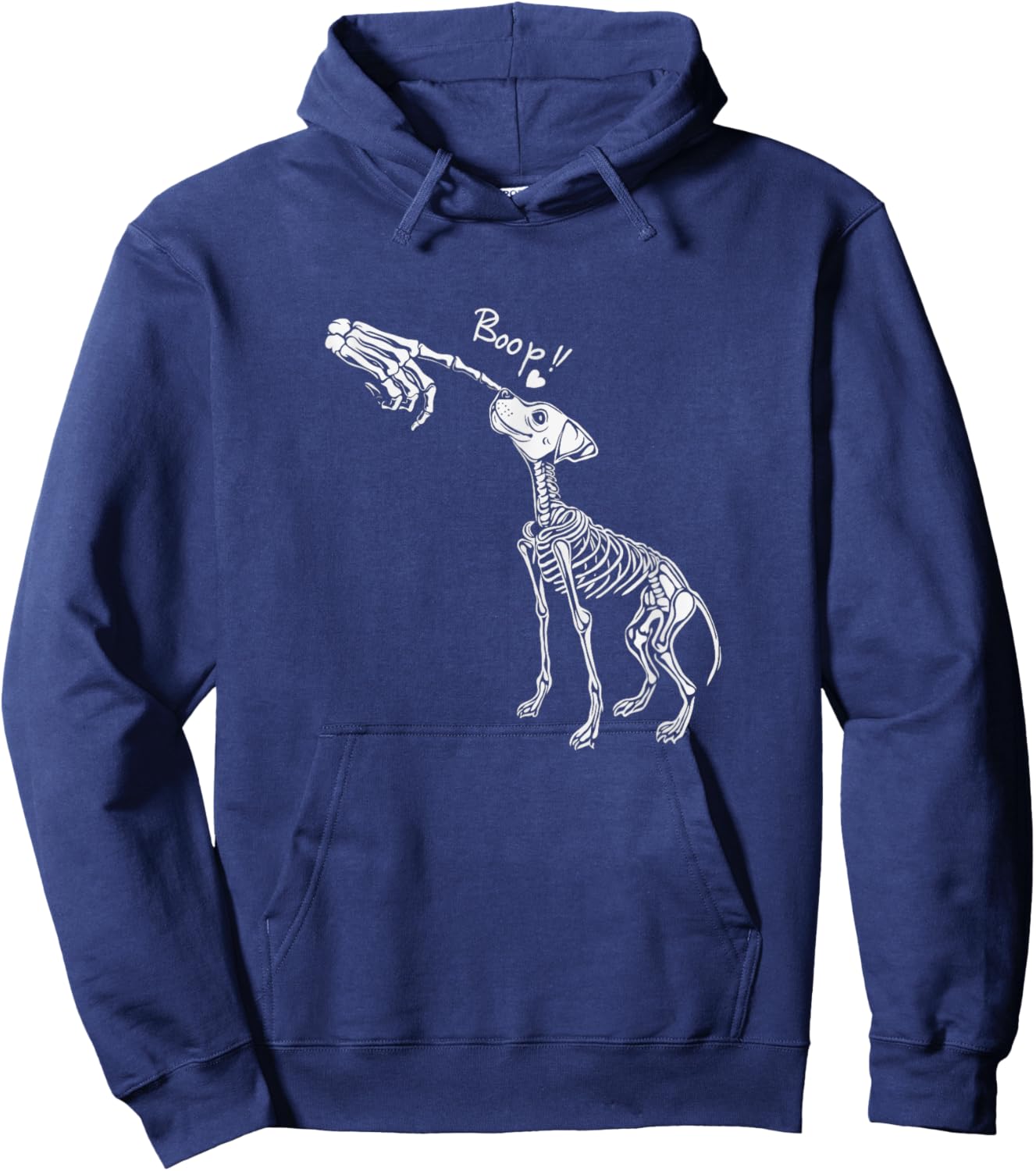Funny Dog Skeleton Hand Boop Halloween Puppy Dog Hoodie - Hoodie | Navy