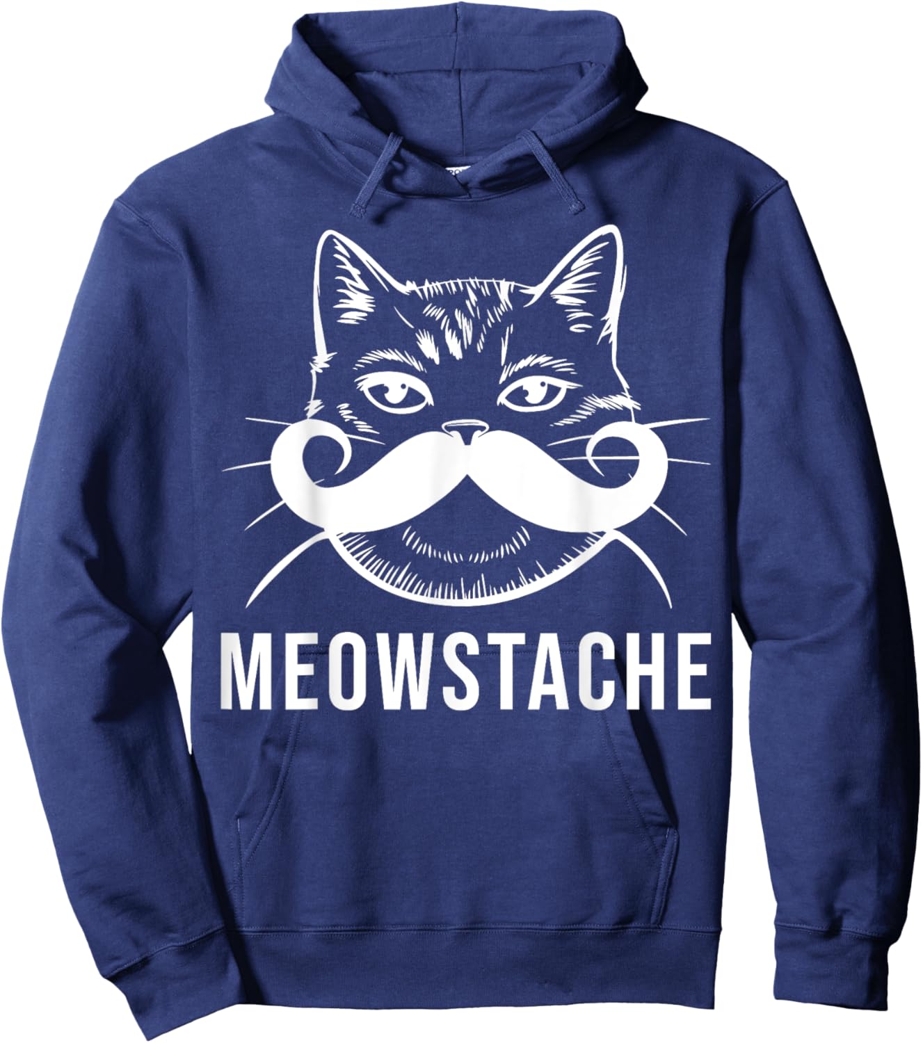 Funny Kitty Kitten Meow Animal Mustache Meowstache Cat Lover Hoodie - Hoodie | Navy
