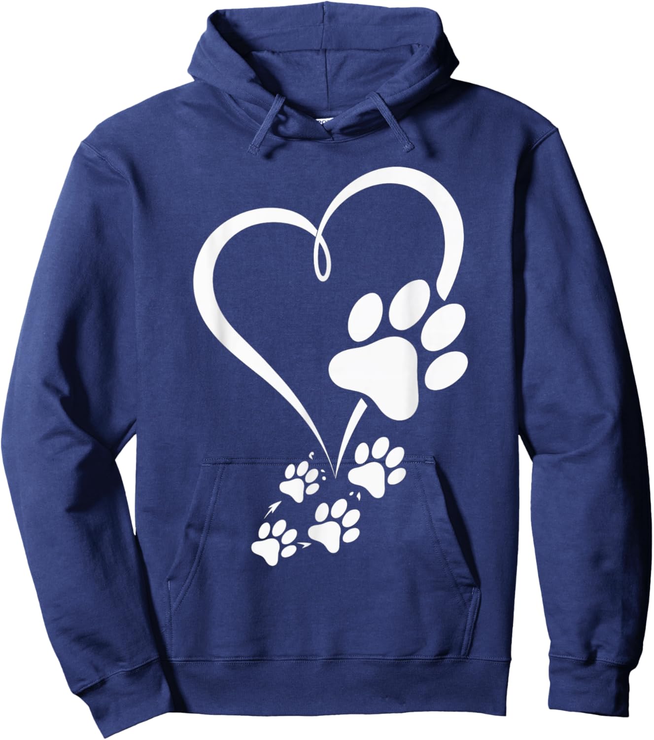 Dog Paw Heart Love Paws Pet Animal Paw Print Women Hoodie - Hoodie | Navy