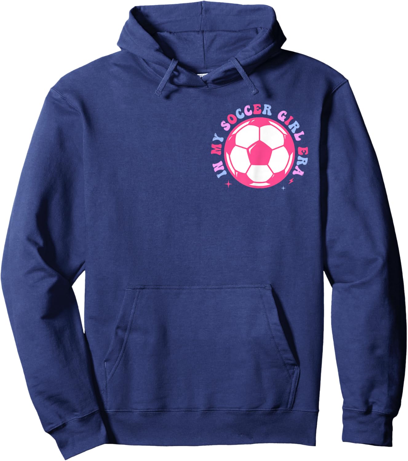 in My Soccer Girl Era Retro Groovy Soccer Girl 2 Sided Hoodie - Hoodie | Navy