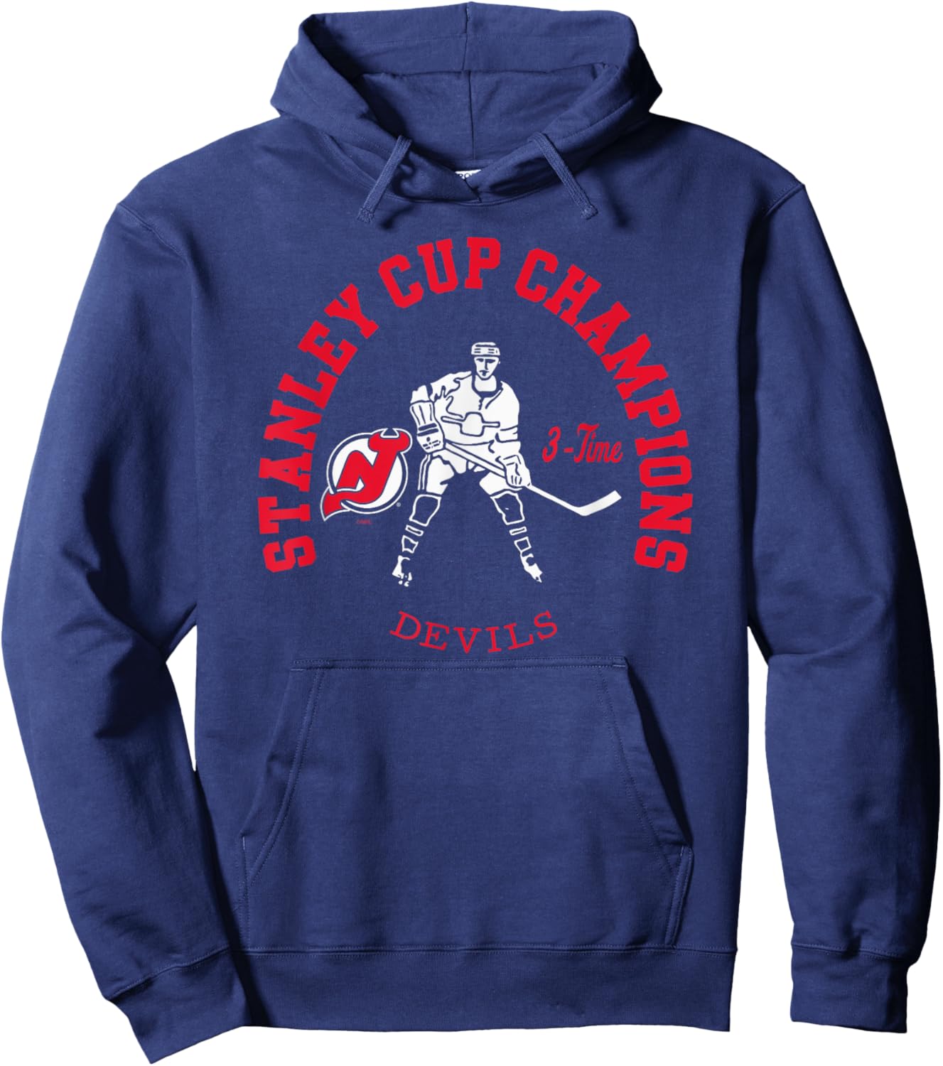 New Jersey Devils Stanley Cup Champions 3-Time Black Hoodie - Hoodie | Navy