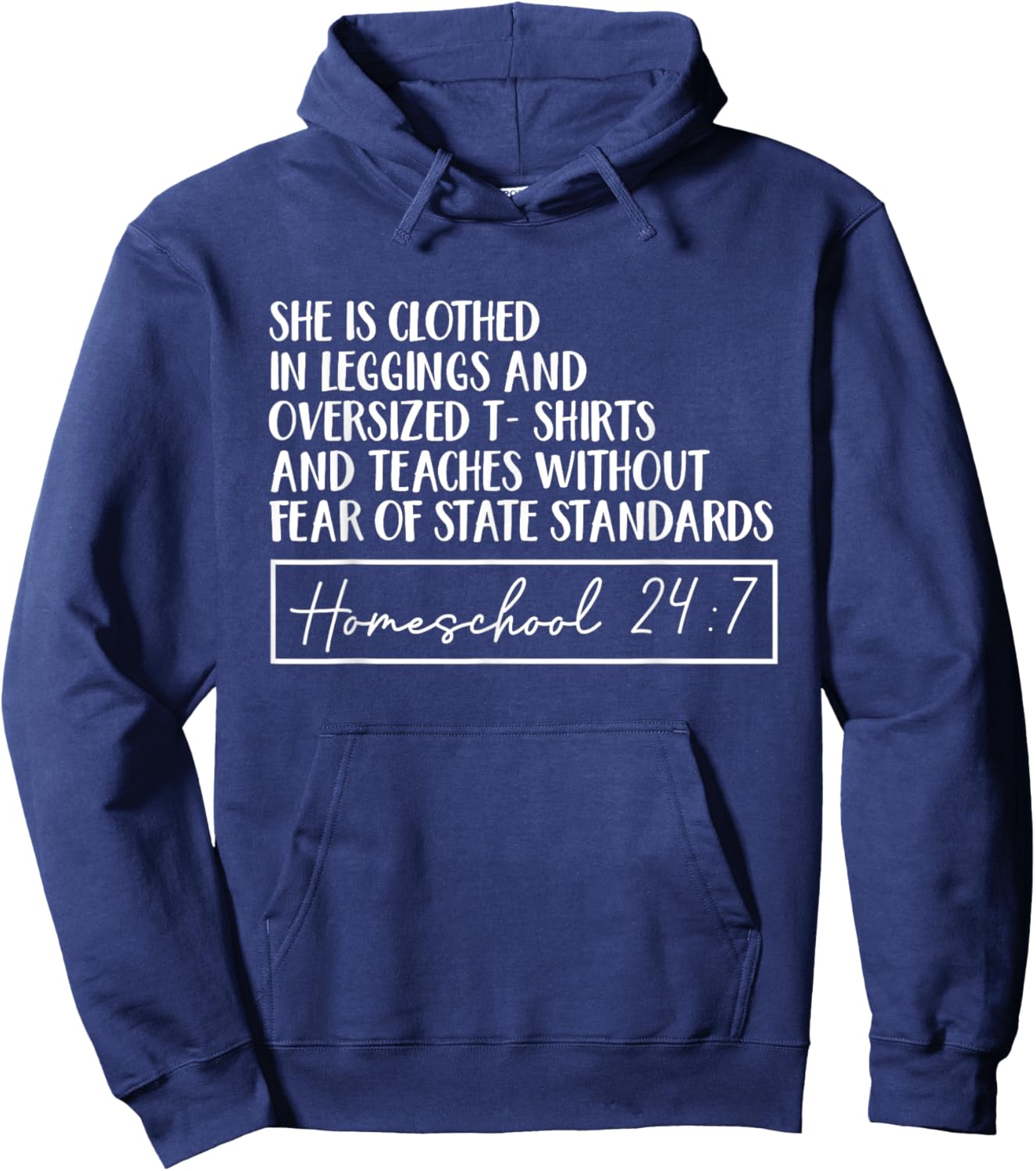She Is Clothed In Leggings And Oversized Shirts And Teaches Hoodie - Hoodie | Navy