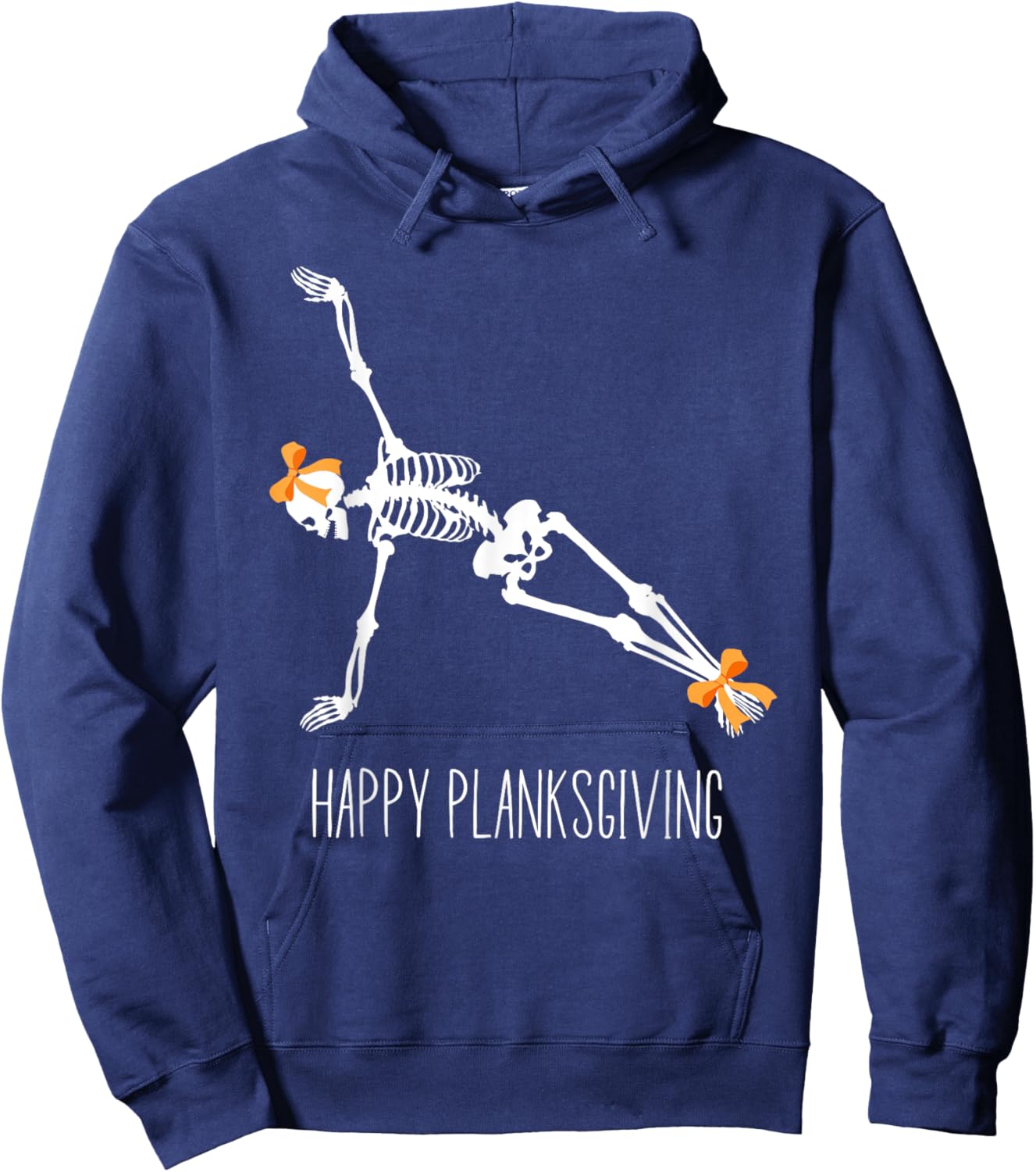 Happy Planksgiving Flowy Yoga Skeleton Thanksgiving Yoga Hoodie - Hoodie | Navy
