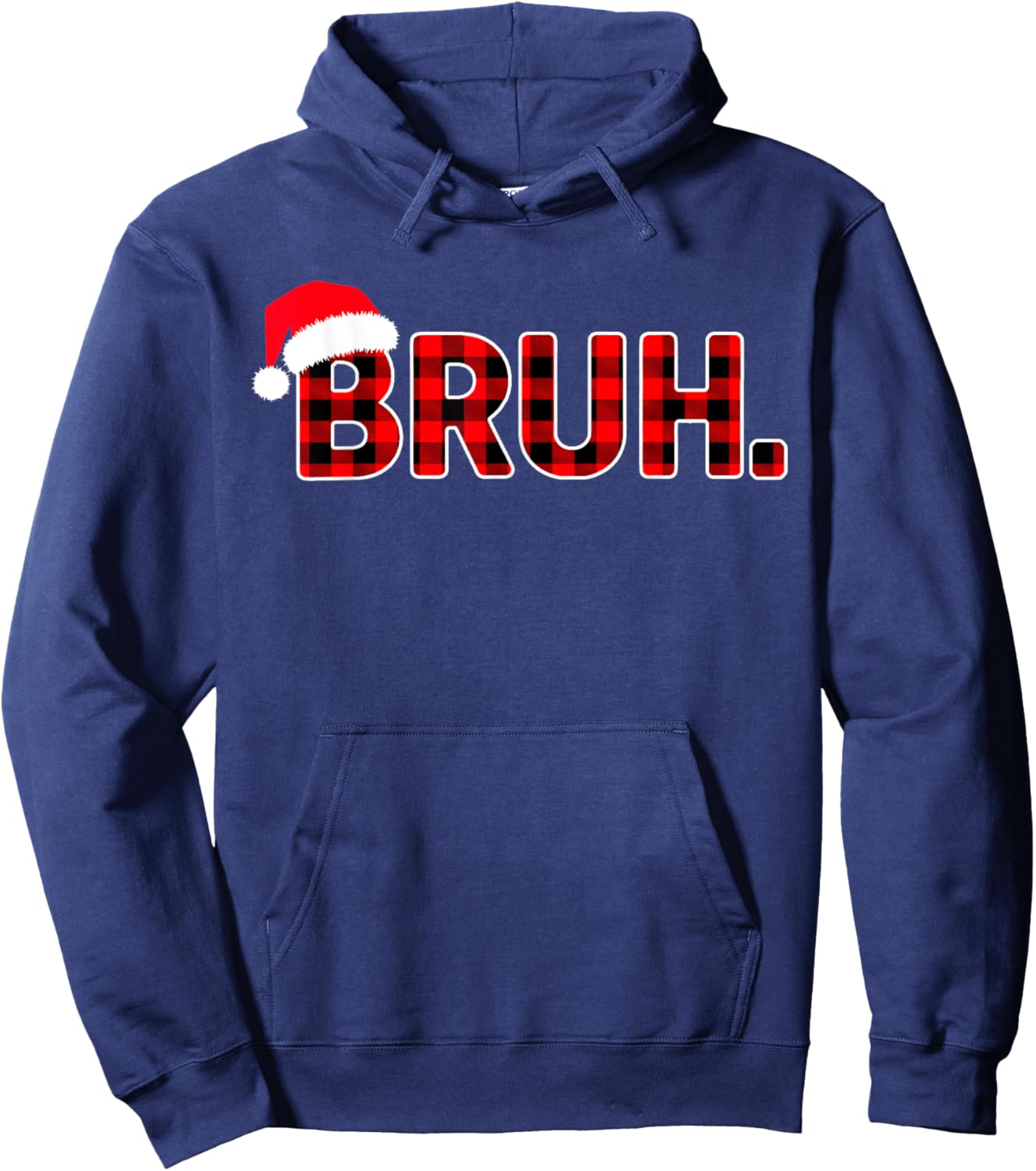 Bruh Funny Christmas Plaid Teens Boys Men Xmas Pajamas Hoodie - Hoodie | Navy