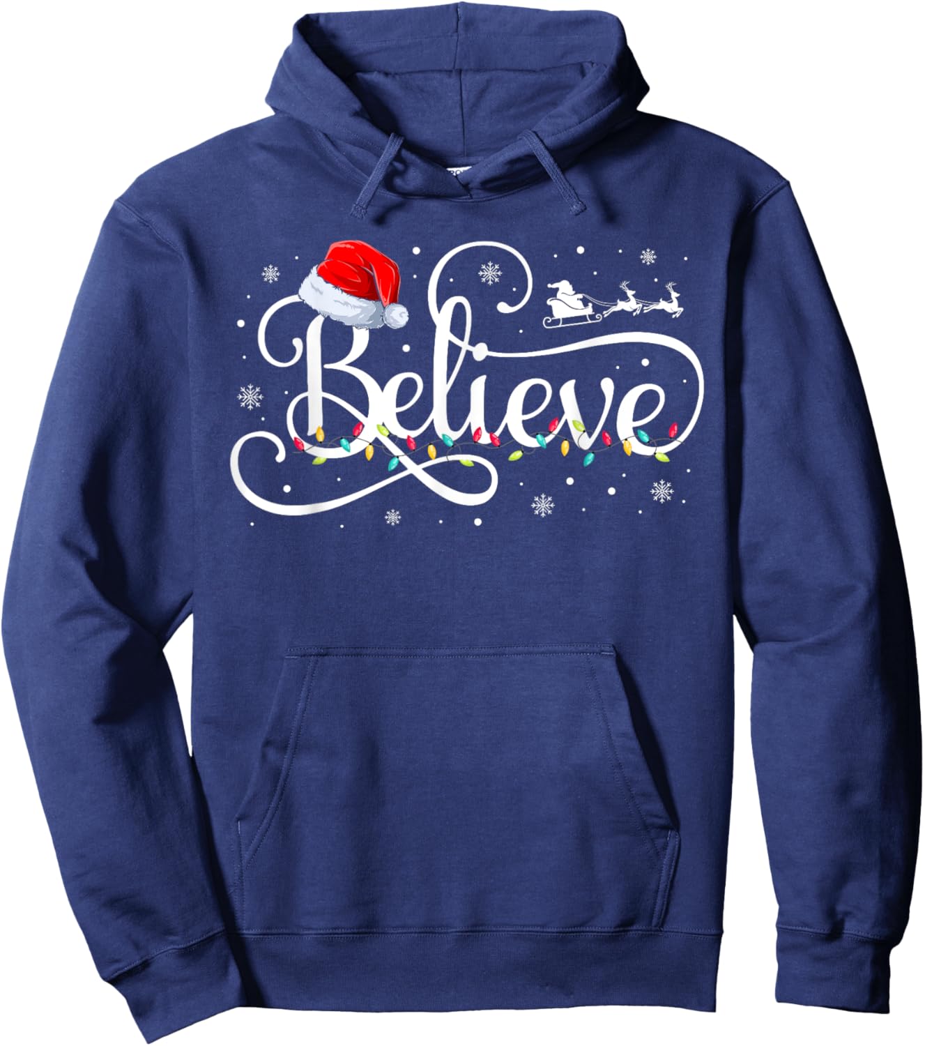 Christmas Believe Santa Claus Funny Family Matching Kids Hoodie - Hoodie | Navy