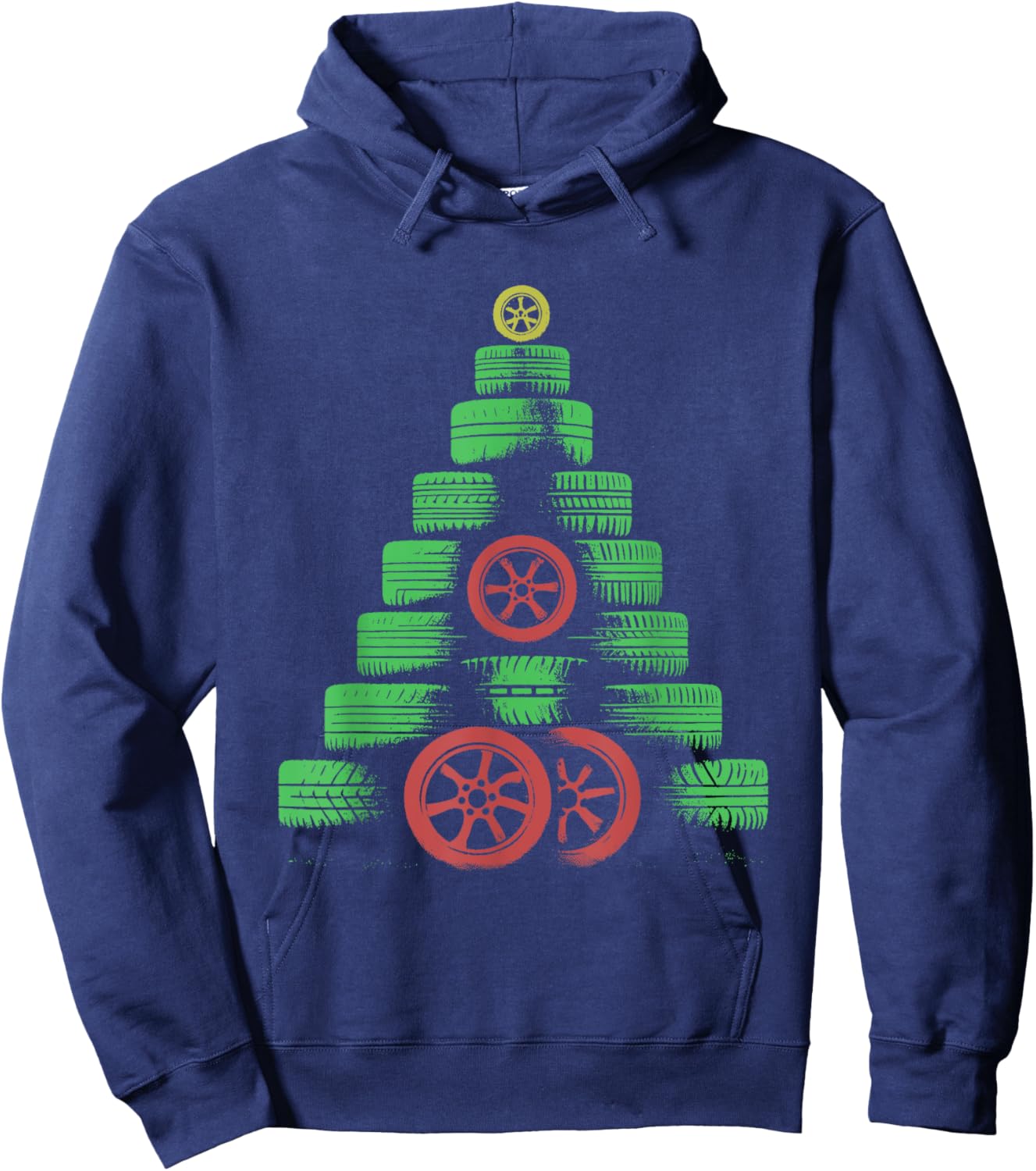 Tires Christmas Tree - Funny Car Mechanic Christmas Lover Hoodie - Hoodie | Navy