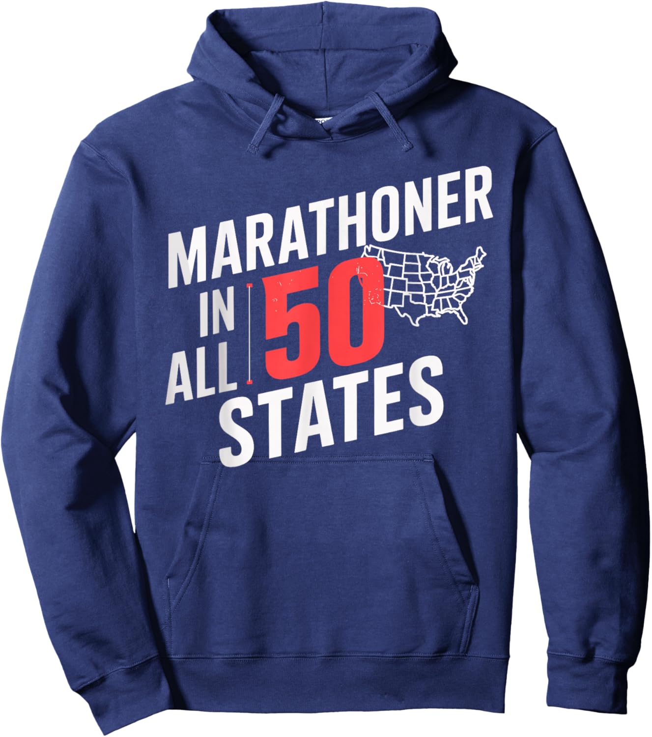 Marathoner in All 50 States Running Shirt for Marathoners Hoodie - Hoodie | Navy